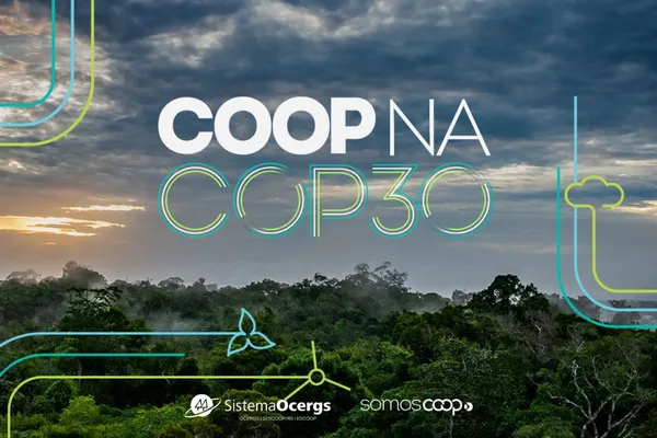 Representação de meio ambiente com a logo do Coop na COP30.