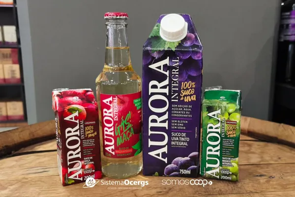 Vinícola Aurora amplia portfólio de sucos integrais com novas embalagens e lança gaseificado de maçã.