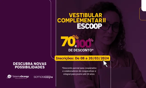Vestibular Complementar II da Escoop tem inscrições abertas