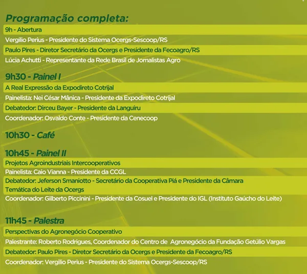 Inscrições para o Fórum sobre Agronegócio Cooperativo encerram nesta quarta
