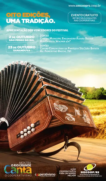 Sescoop/RS promove Mostra do Festival O Rio Grande Canta o Cooperativismo