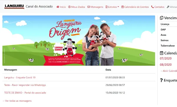 Portal facilita comunicação entre a Cooperativa Languiru e seus associados   