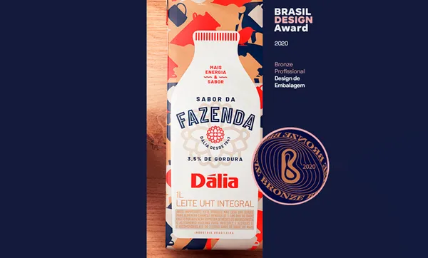 Leite Sabor da Fazenda é bronze no Brasil Design Award 2020