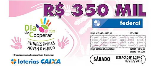 Marca do Dia C 2018 ilustra bilhete da loteria federal