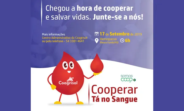 Coagrisol organiza 2ª edição da Campanha Cooperar Tá no Sangue