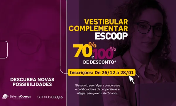 Inscrições abertas para o Vestibular Complementar da Escoop