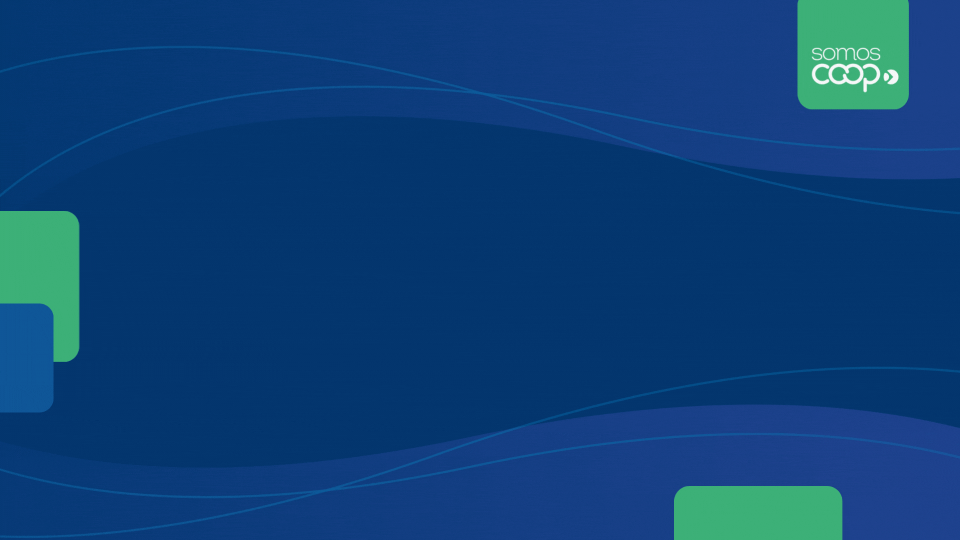 Animação em fundo azul com a logo do Giro de notícias e quadrados, destacando o logo “Somos Coop” no canto superior direito.