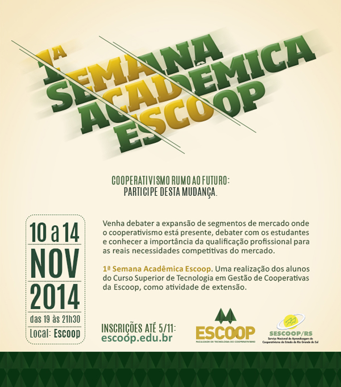 Inscrições para 1ª Semana Acadêmica da Escoop encerram hoje