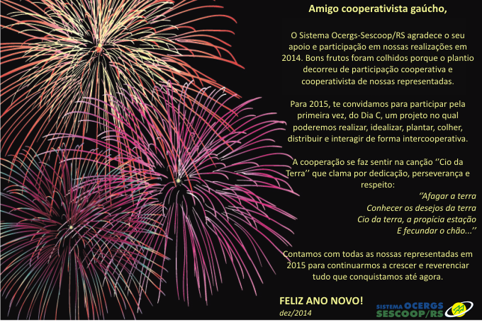 Sistema Ocergs-Sescoop/RS deseja a todos um Feliz 2015