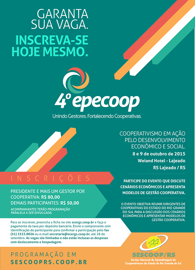 Prazo de Inscrições para o 4º Epecoop encerra amanhã