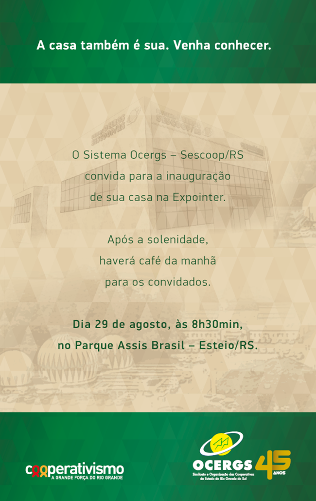 Ocergs inaugura sua sede na Expointer no dia 29 de agosto