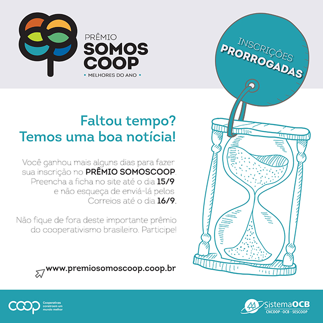 Prêmio SOMOSCOOP prorroga inscrições