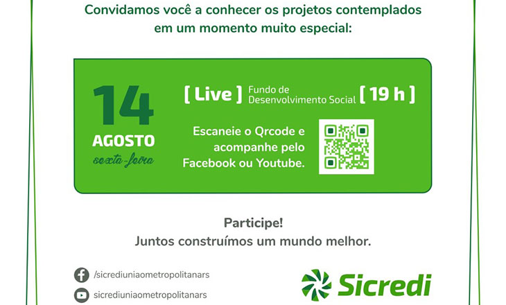 Sicredi União Metropolitana RS divulga entidades contempladas no Fundo de Desenvolvimento Social